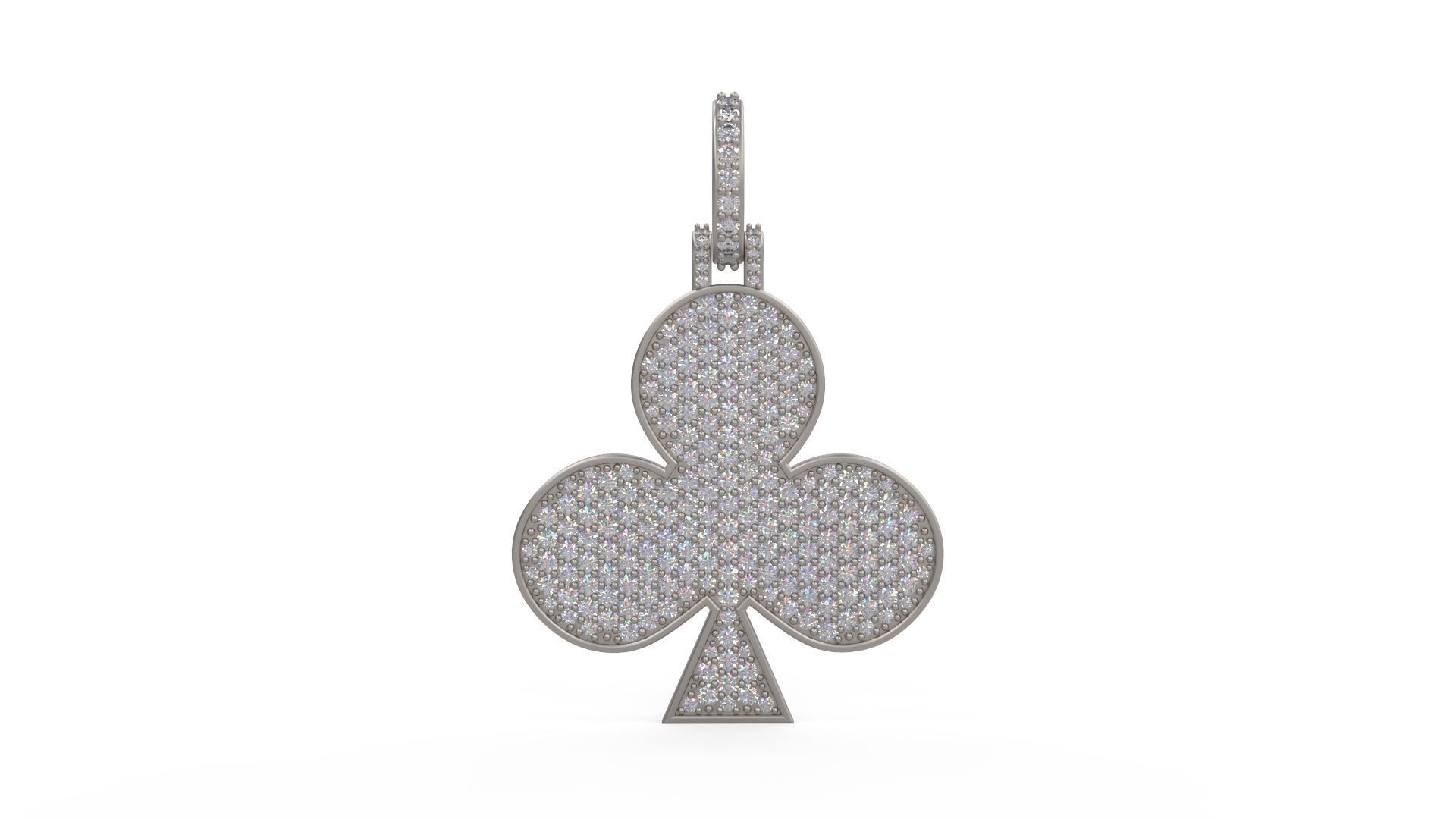 Model 1128 Playing Cards Clubs Iced Out Pendant Large 40mm 3D print model_2