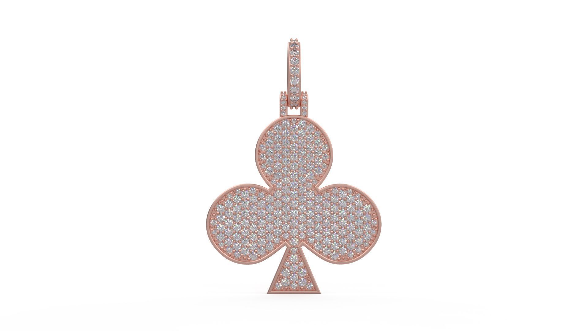 Model 1128 Playing Cards Clubs Iced Out Pendant Large 40mm 3D print model_8