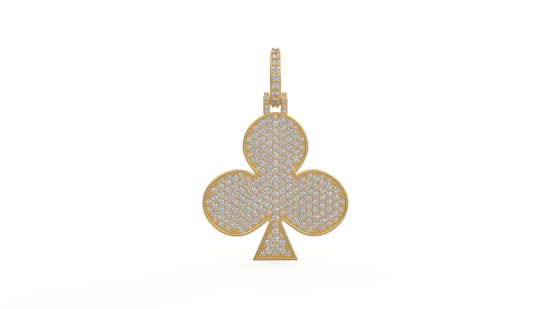 Model 1128 Playing Cards Clubs Iced Out Pendant Large 40mm 3D print model_1