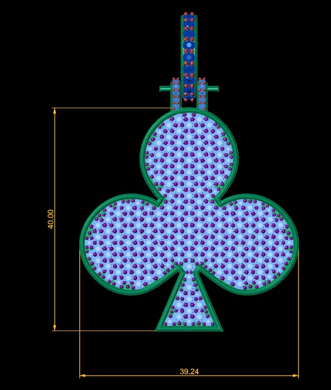 Model 1128 Playing Cards Clubs Iced Out Pendant Large 40mm 3D print model_14