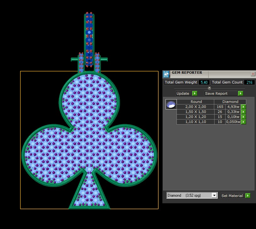 Model 1128 Playing Cards Clubs Iced Out Pendant Large 40mm 3D print model_12