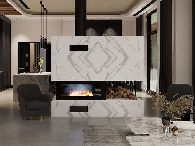 modern fireplace 3D model