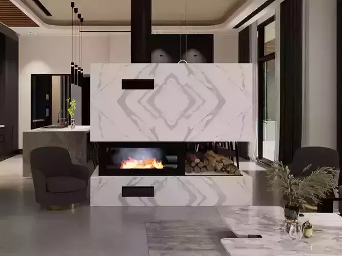modern fireplace