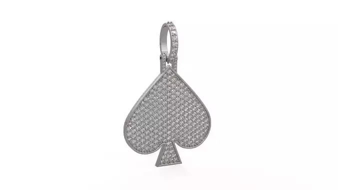 Model 1130 Playing Cards Spades Iced Out Pendant Large 40mm 3D print model
