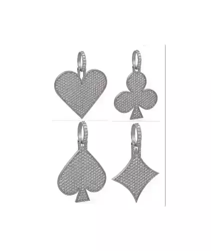 Playing Cards Pave Iced Out Pendant Large 40mm 3D Model Collection