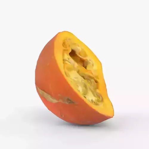 Photorealistic 3D scan of half a cracked pumpkin