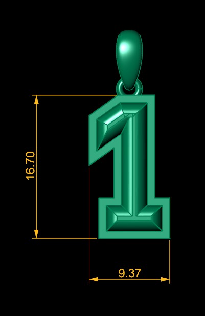 Model 1149 Number 1 Necklace Curved With Border 3D print model_10