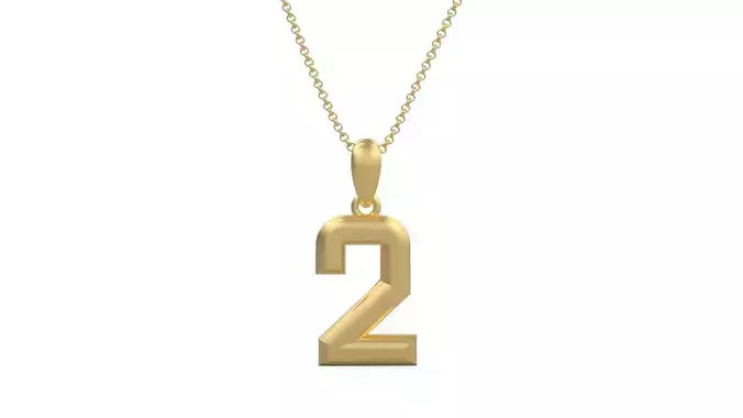 Model 1152 Number 2 Necklace Curved 3D print model