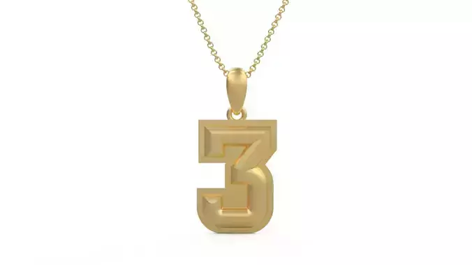 Model 1153 Number 3 Necklace Curved With Border