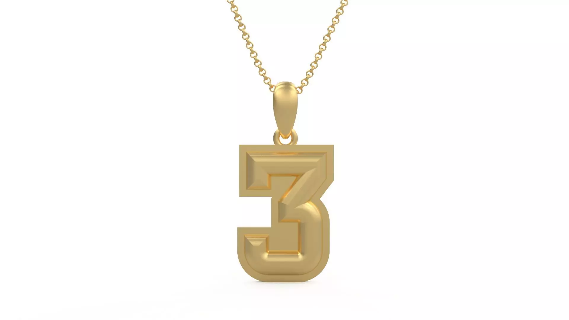 Model 1153 Number 3 Necklace Curved With Border 3D print model_0