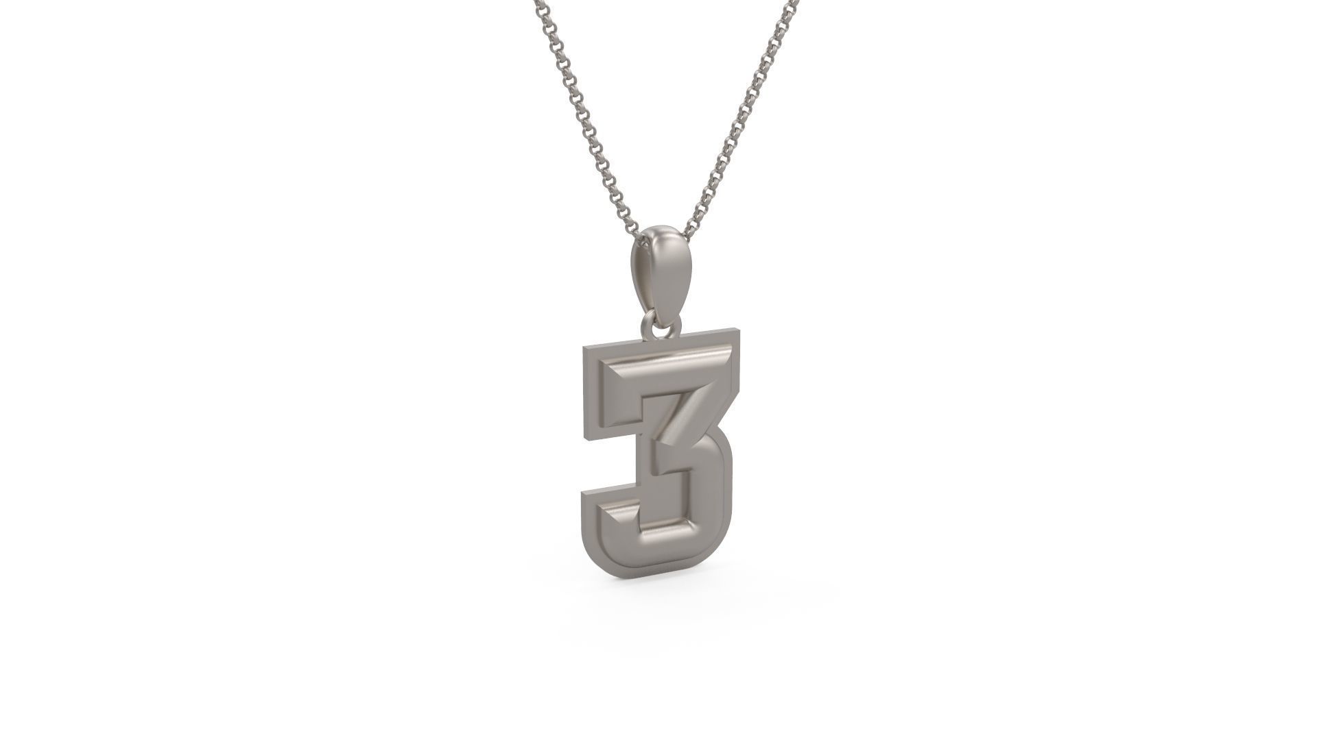 Model 1153 Number 3 Necklace Curved With Border 3D print model_6