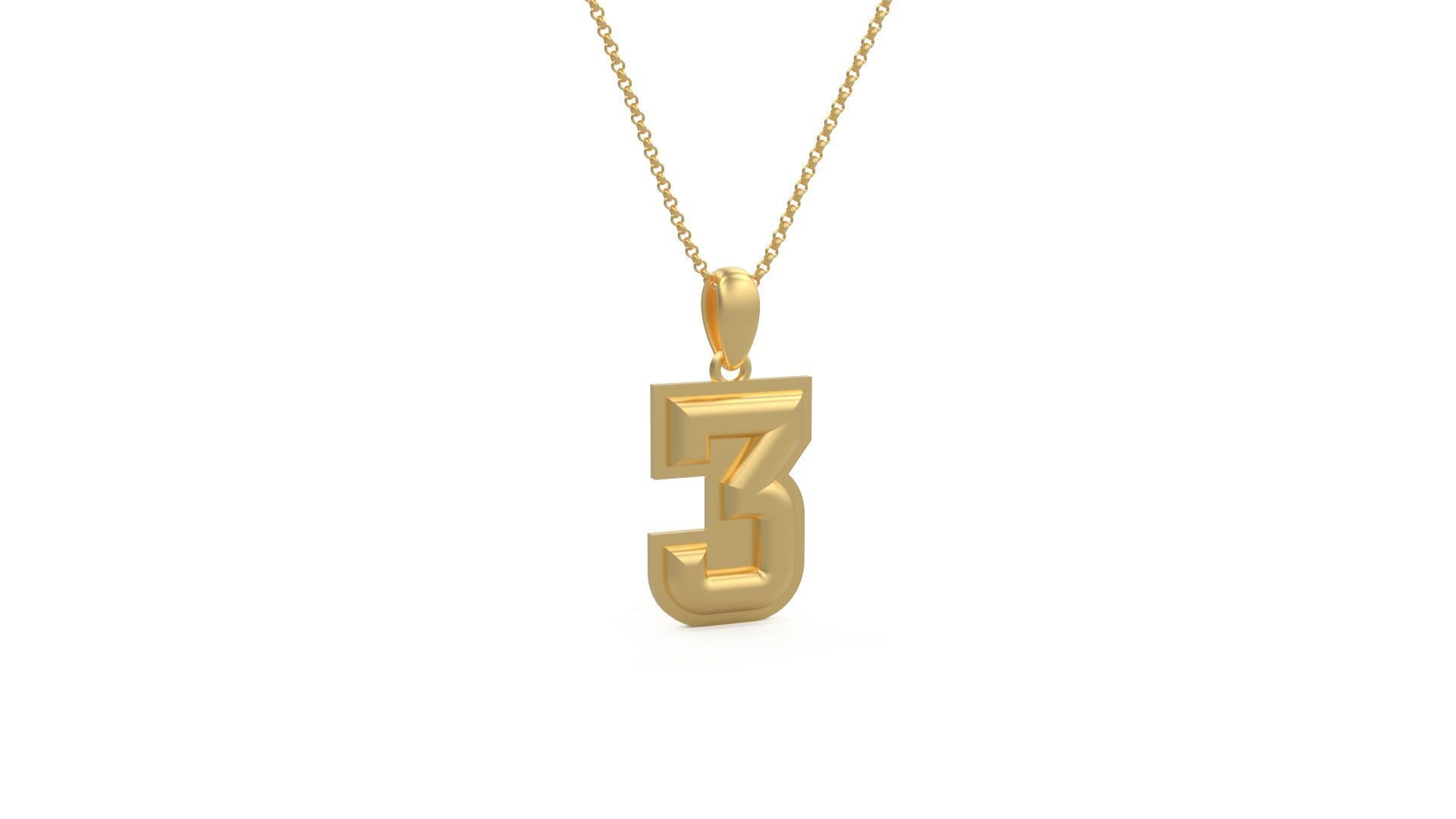 Model 1153 Number 3 Necklace Curved With Border 3D print model_3