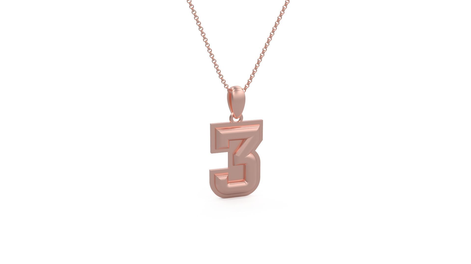 Model 1153 Number 3 Necklace Curved With Border 3D print model_7
