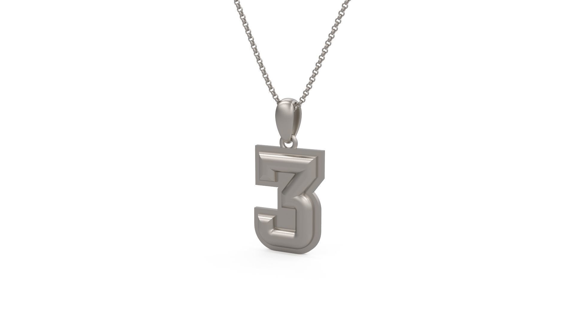 Model 1153 Number 3 Necklace Curved With Border 3D print model_5
