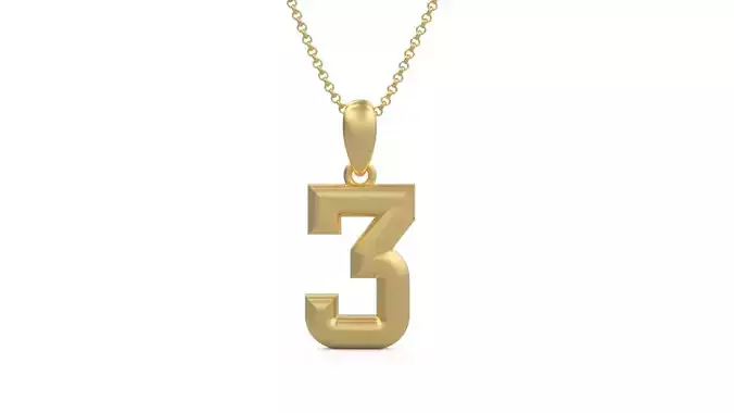 Model 1154 Number 3 Necklace Curved 3D print model