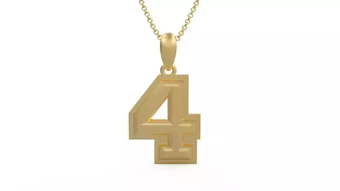 Model 1155 Number 4 Necklace Curved With Border