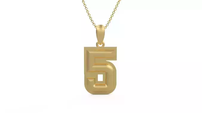 Model 1156 Number 5 Necklace Curved With Border 3D print model