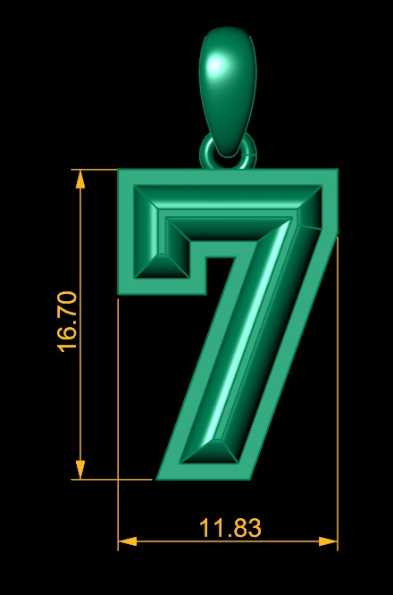 Model 1160 Number 7 Necklace Curved With Border 3D print model_11