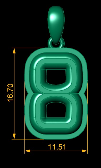 Model 1162 Number 8 Necklace Curved With Border 3D print model_11
