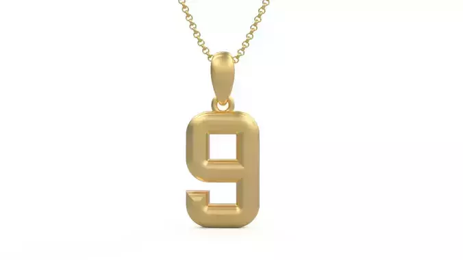 Model 1165 Number 9 Necklace Curved 3D print model