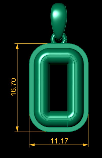 Model 1166 Number 0 Necklace Curved With Border 3D print model_11