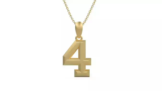 Model 1168 Number 4 Necklace Curved 3D print model