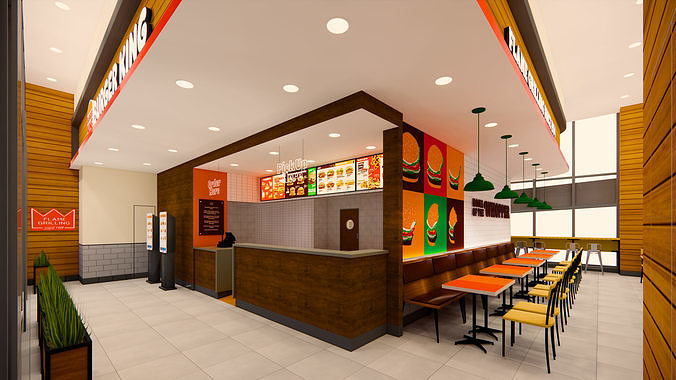 Detailed Burger King Restaurant - Prime Concept 1 3D model