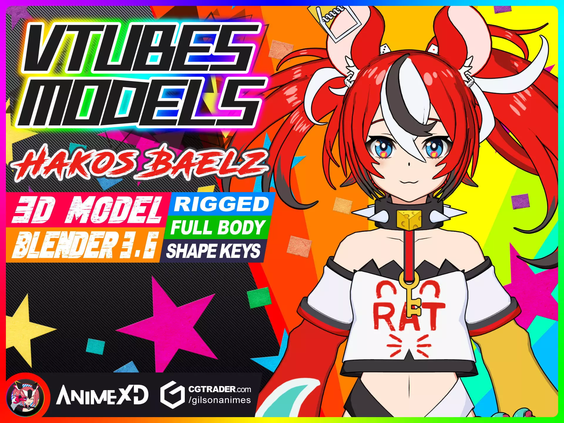 VTube Hakos Baelz - 3D Model Blender Low-poly 3D model_0