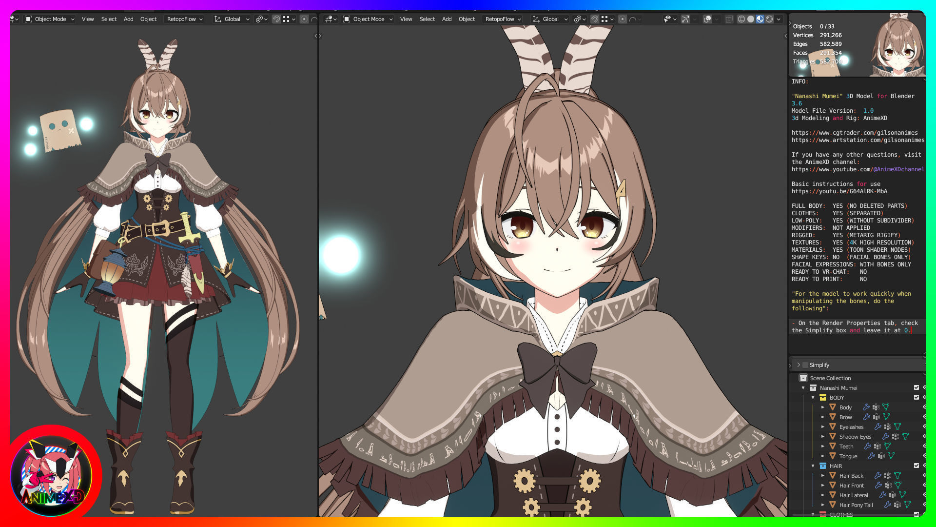 VTube Nanashi Mumei - 3D Model Blender Low-poly 3D model_2