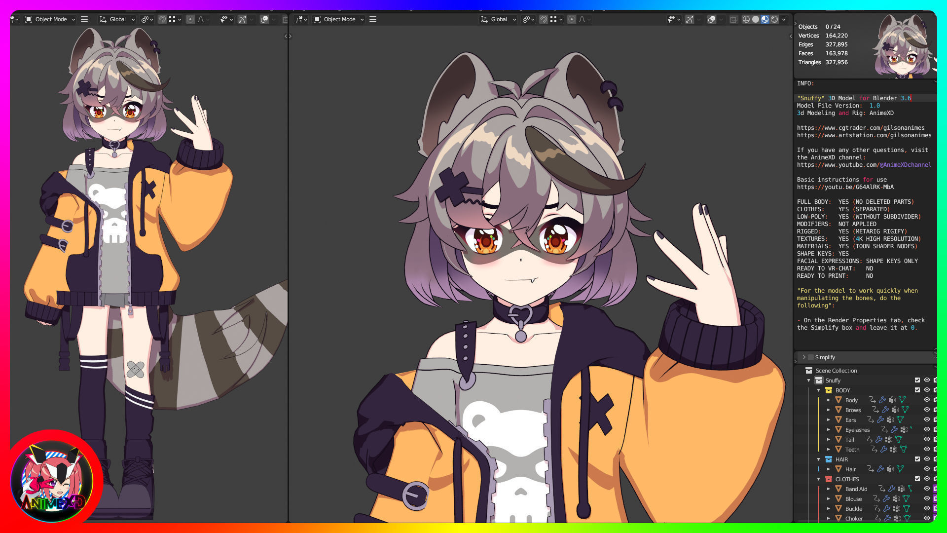 VTube Snuffy - 3D Model Blender Low-poly 3D model_2