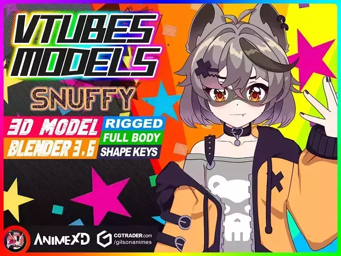 VTube Snuffy - 3D Model Blender Low-poly 3D model VTube Snuffy - 3D Model Blender Low-poly 3D model