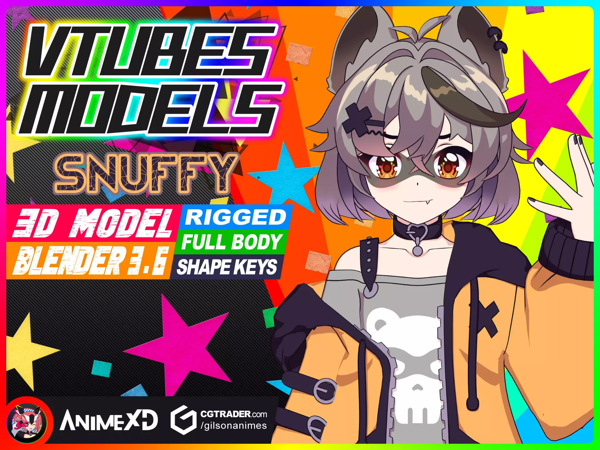 VTube Snuffy - 3D Model Blender Low-poly 3D model_0