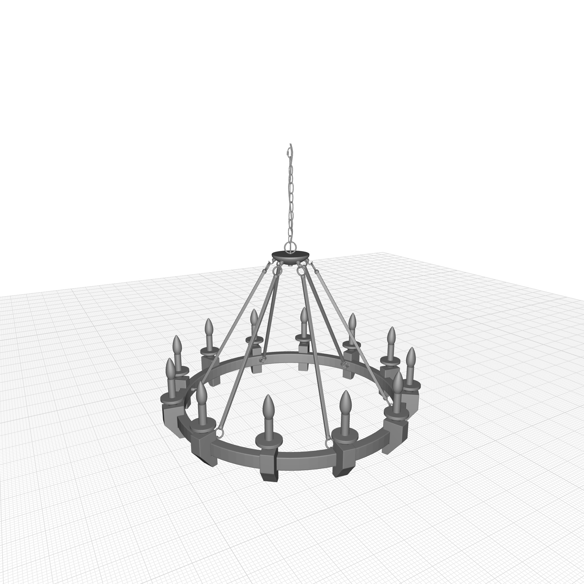 Geraghty Light Candle Style Wagon Wheel Chandelier  3D model_2