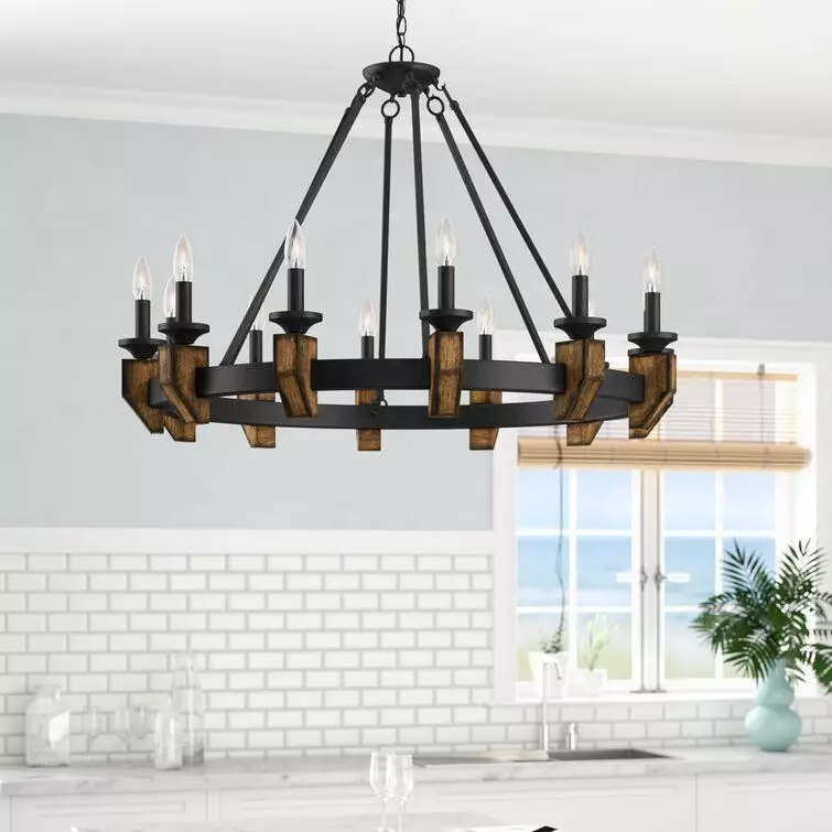 Geraghty Light Candle Style Wagon Wheel Chandelier  3D model_0