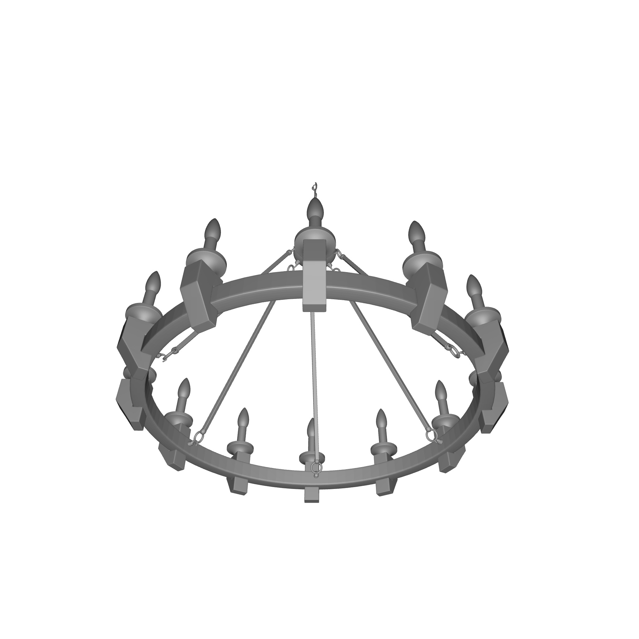 Geraghty Light Candle Style Wagon Wheel Chandelier  3D model_4