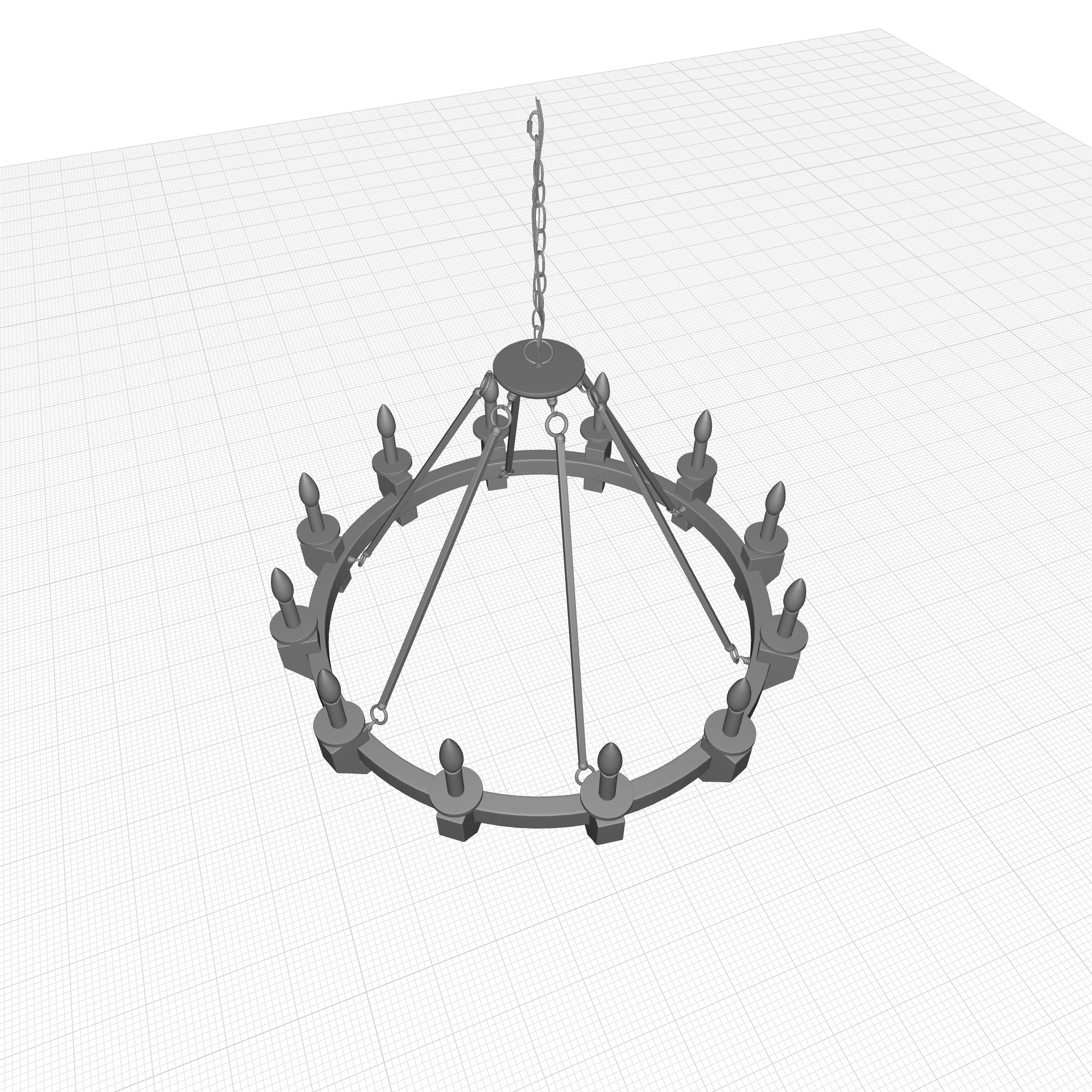 Geraghty Light Candle Style Wagon Wheel Chandelier  3D model_3