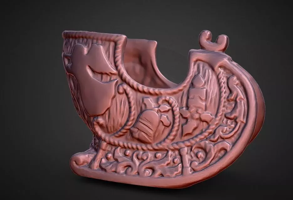 christmas sleigh winter decoration 3D print model_0