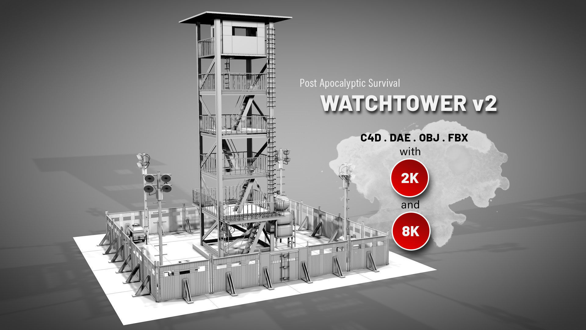 Post Apocalyptic Survival Watchtower v2 3D model_1