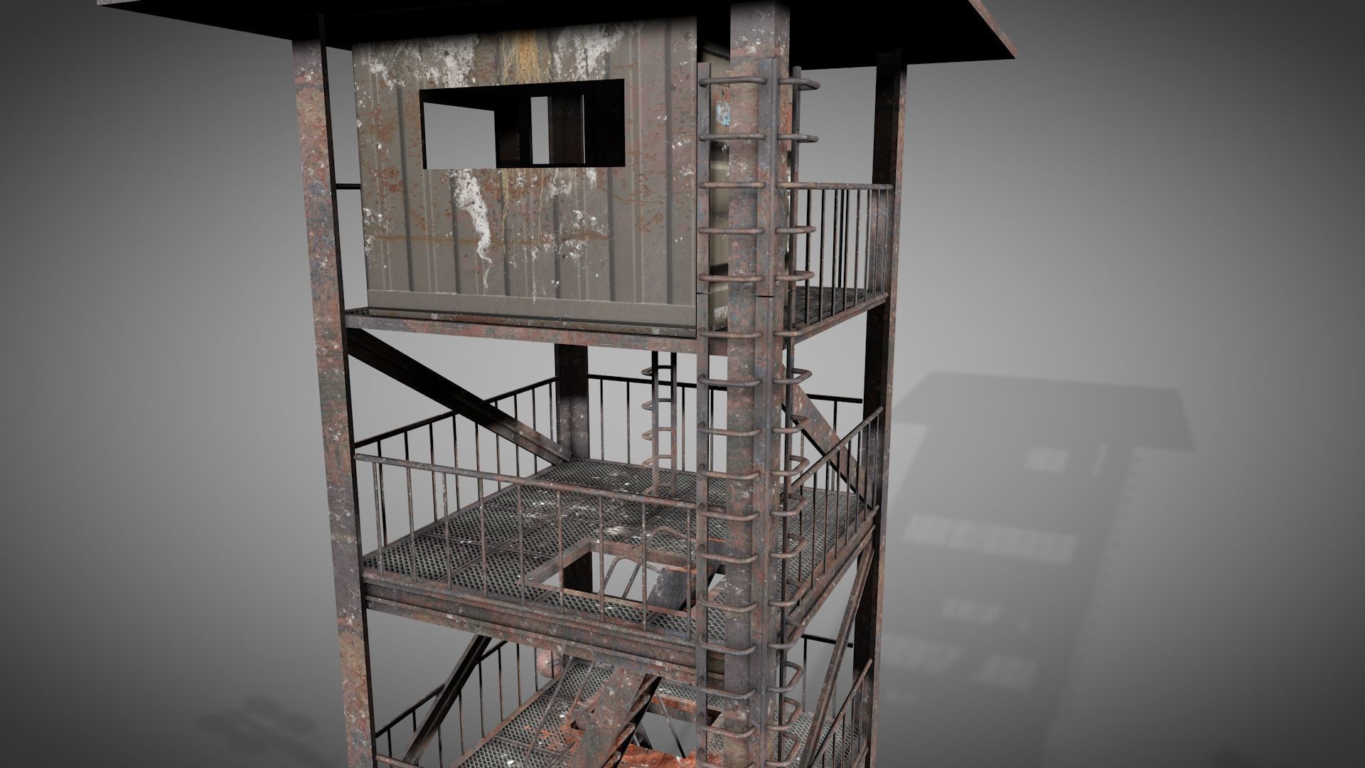 Post Apocalyptic Survival Watchtower v2 3D model_12