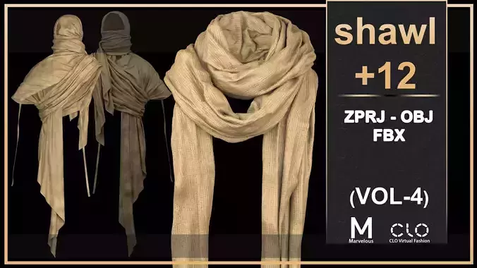 12 shawl Collection 3D model