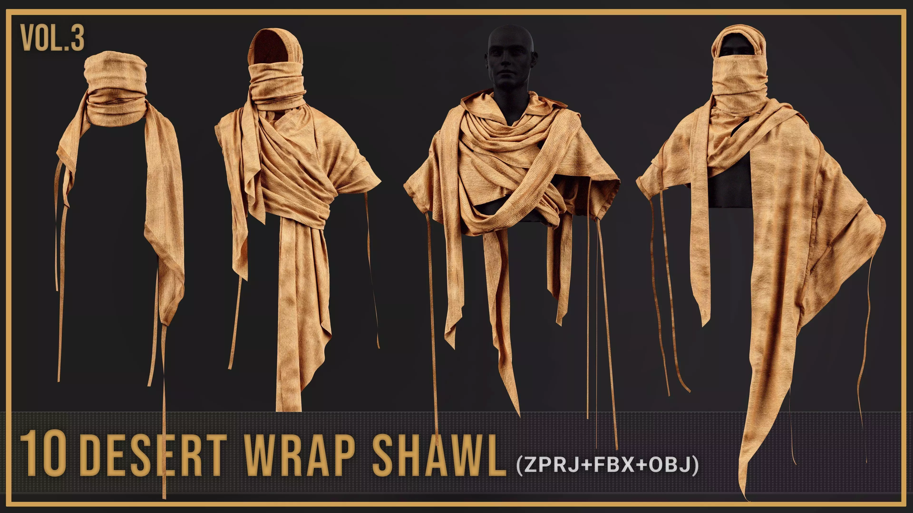 10 Desert Wrap Shawl 3D model