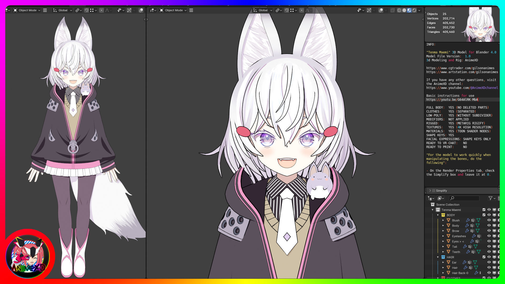 VTube Tenma Maemi - 3D Model Blender 3D model_2