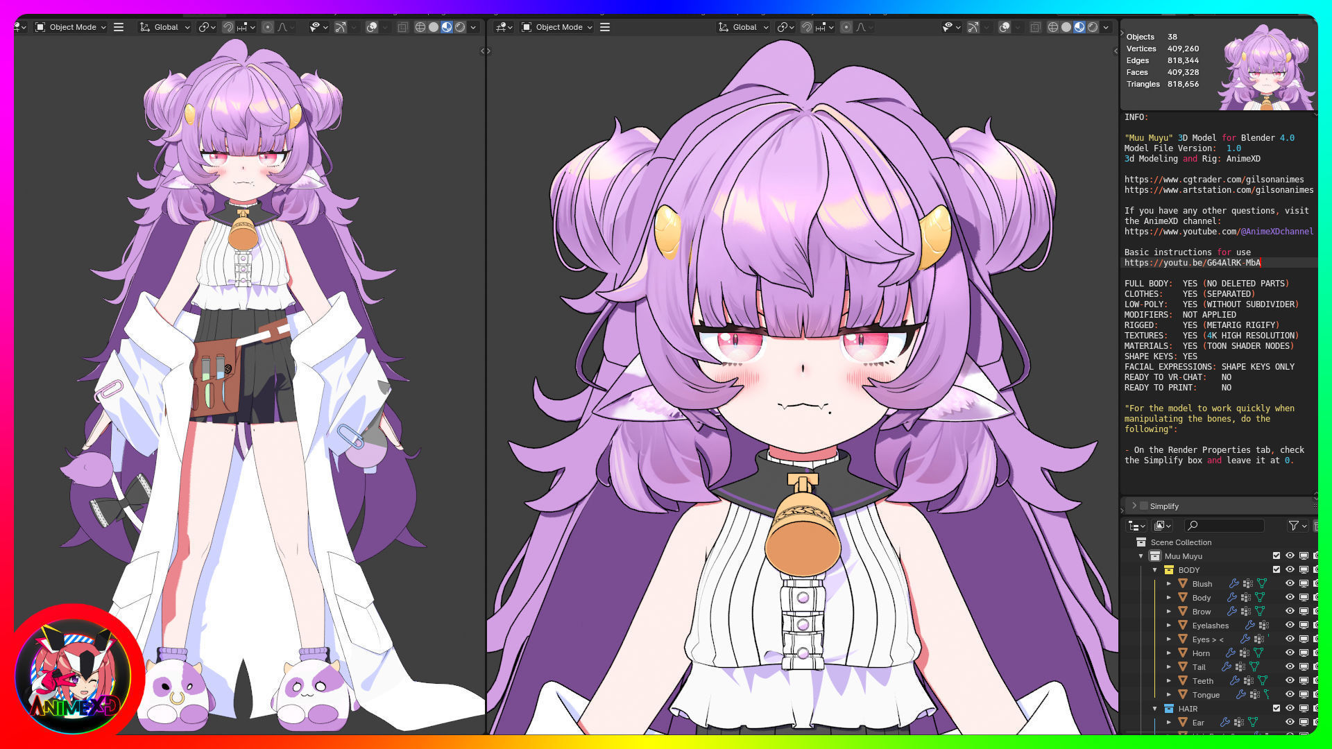 VTube Muu Muyu - 3D Model Blender 3D model_2