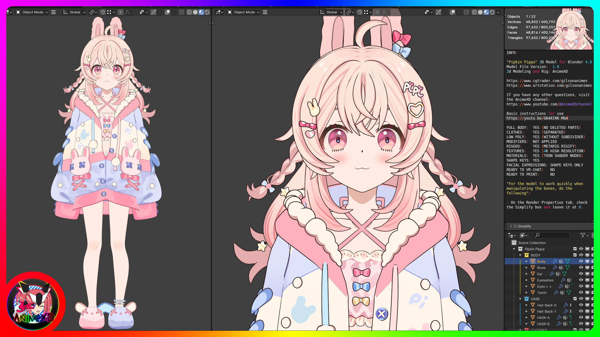 VTube Pipkin Pippa - 3D Model Blender 3D model_2