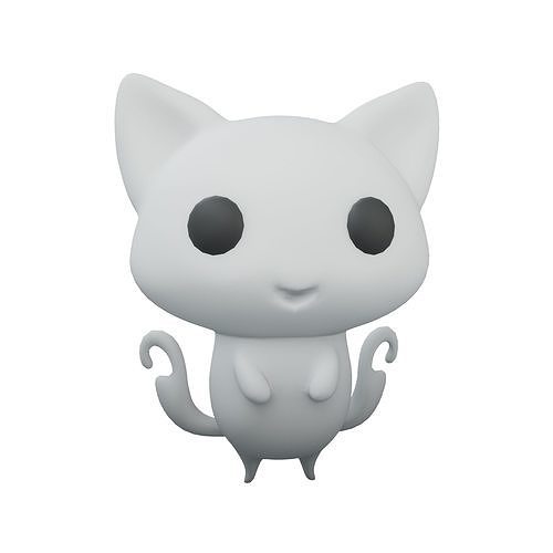 Double Tail Cat Ghost Character v1 001 Low-poly 3D model