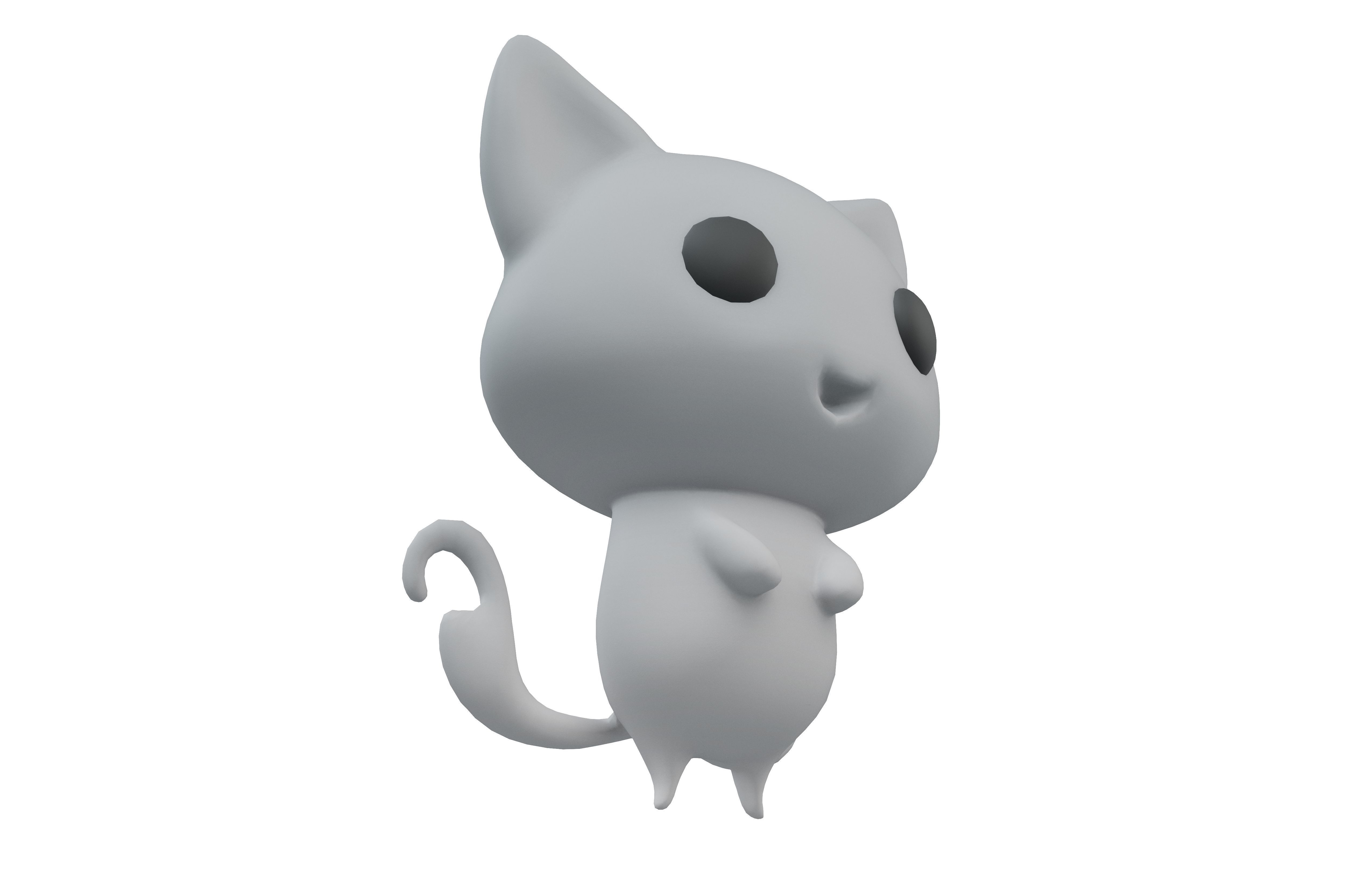 Double Tail Cat Ghost Character v1 005 Low-poly 3D model_3