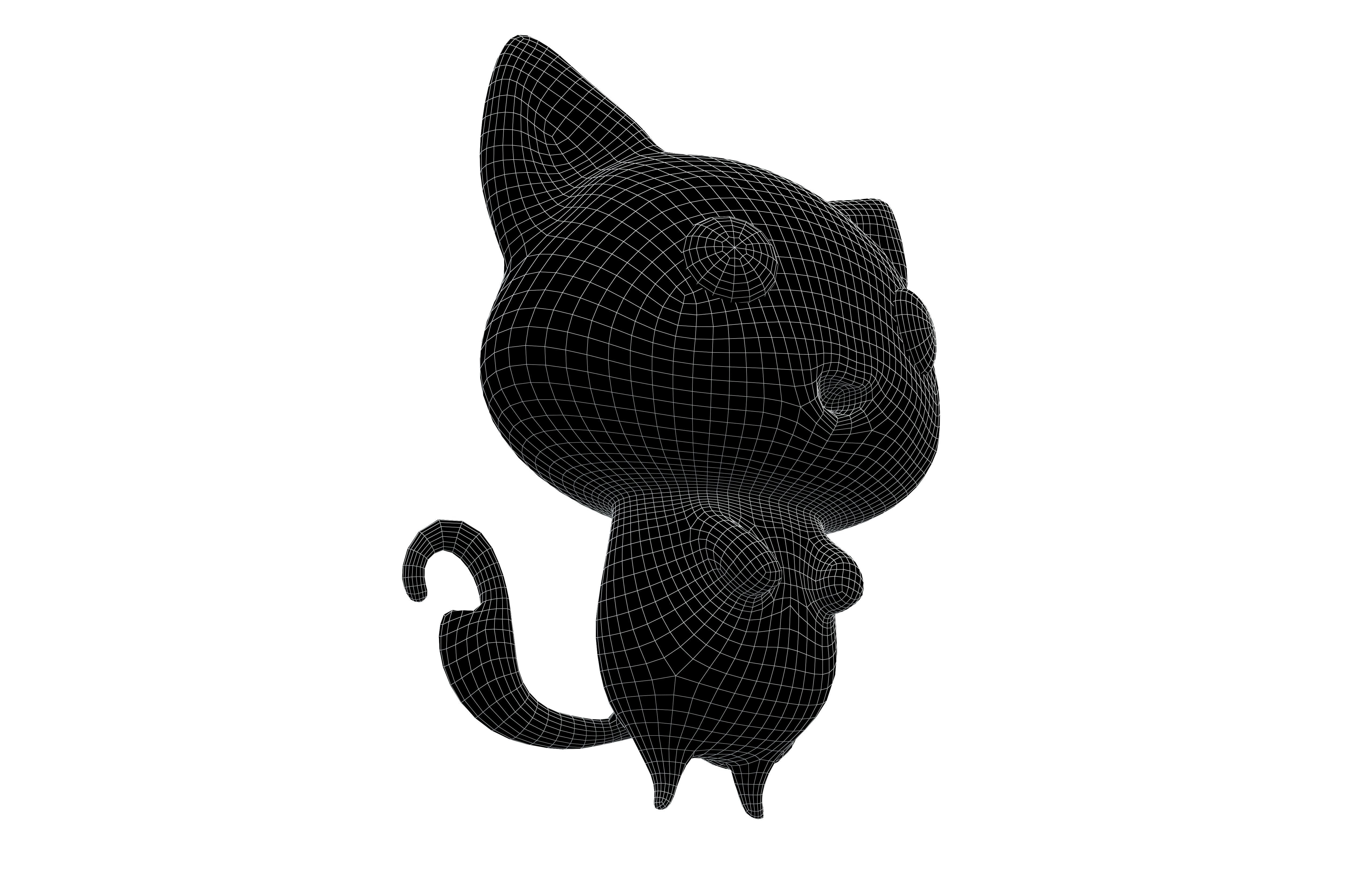 Double Tail Cat Ghost Character v1 005 Low-poly 3D model_5
