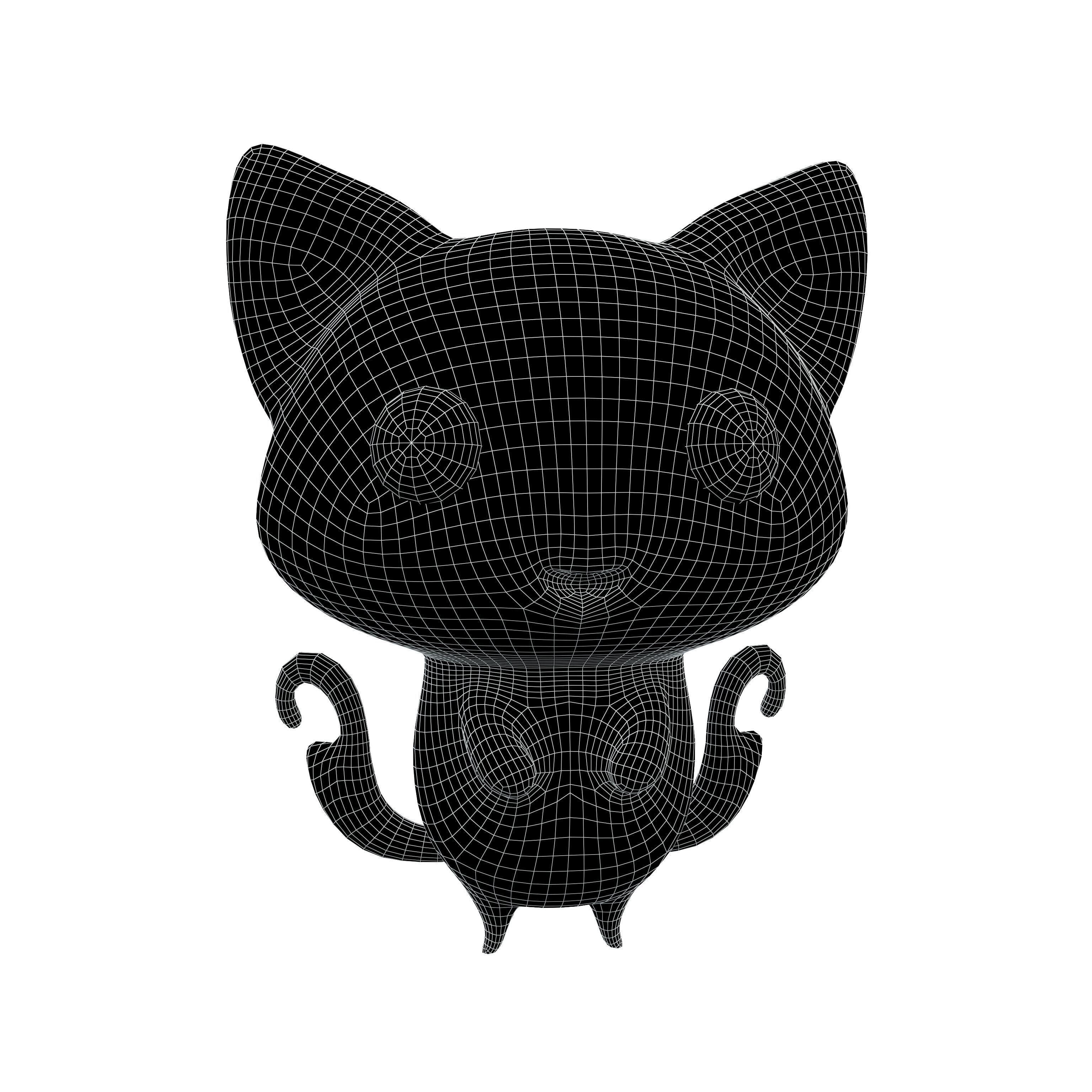 Double Tail Cat Ghost Character v1 005 Low-poly 3D model_6