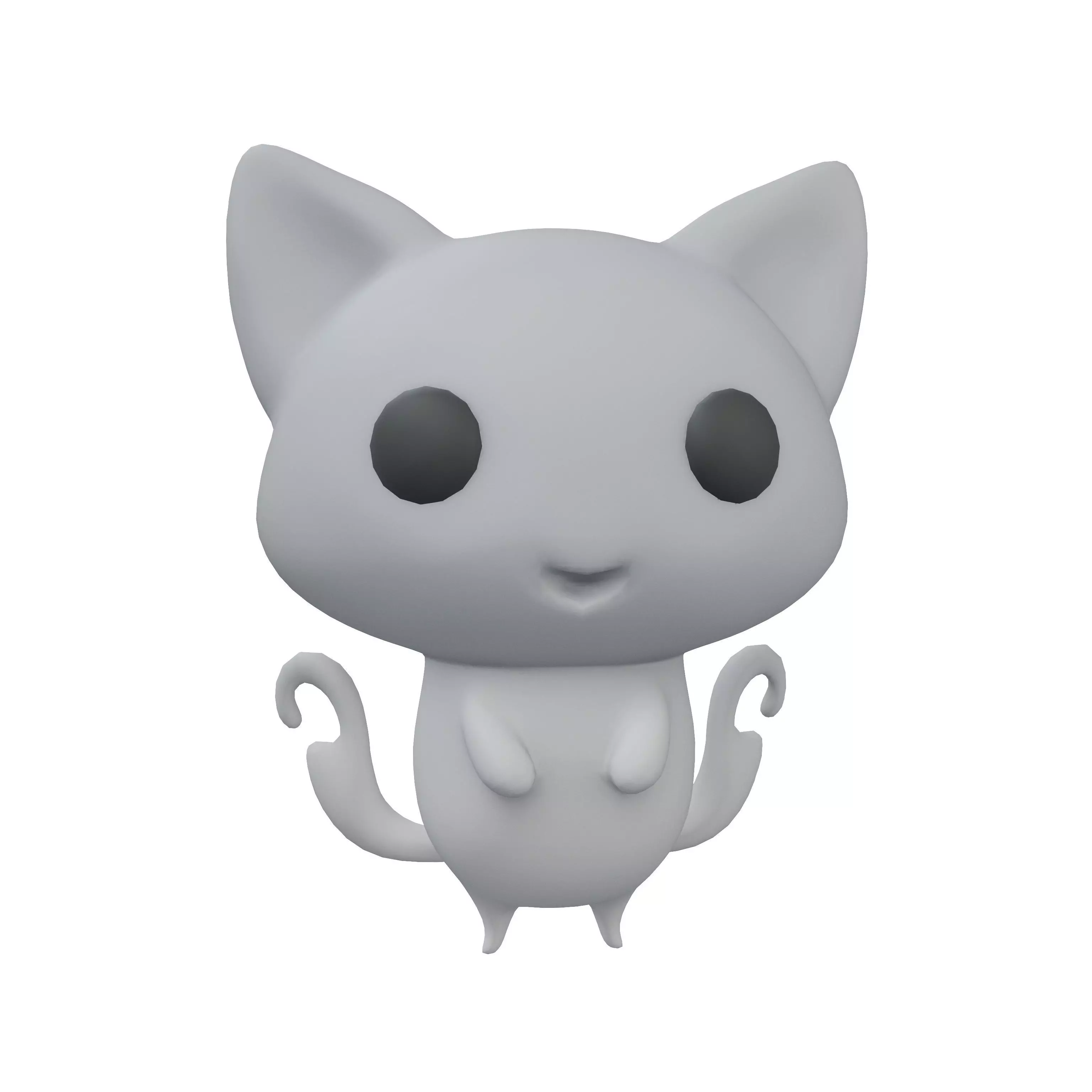 Double Tail Cat Ghost Character v1 005 Low-poly 3D model_0
