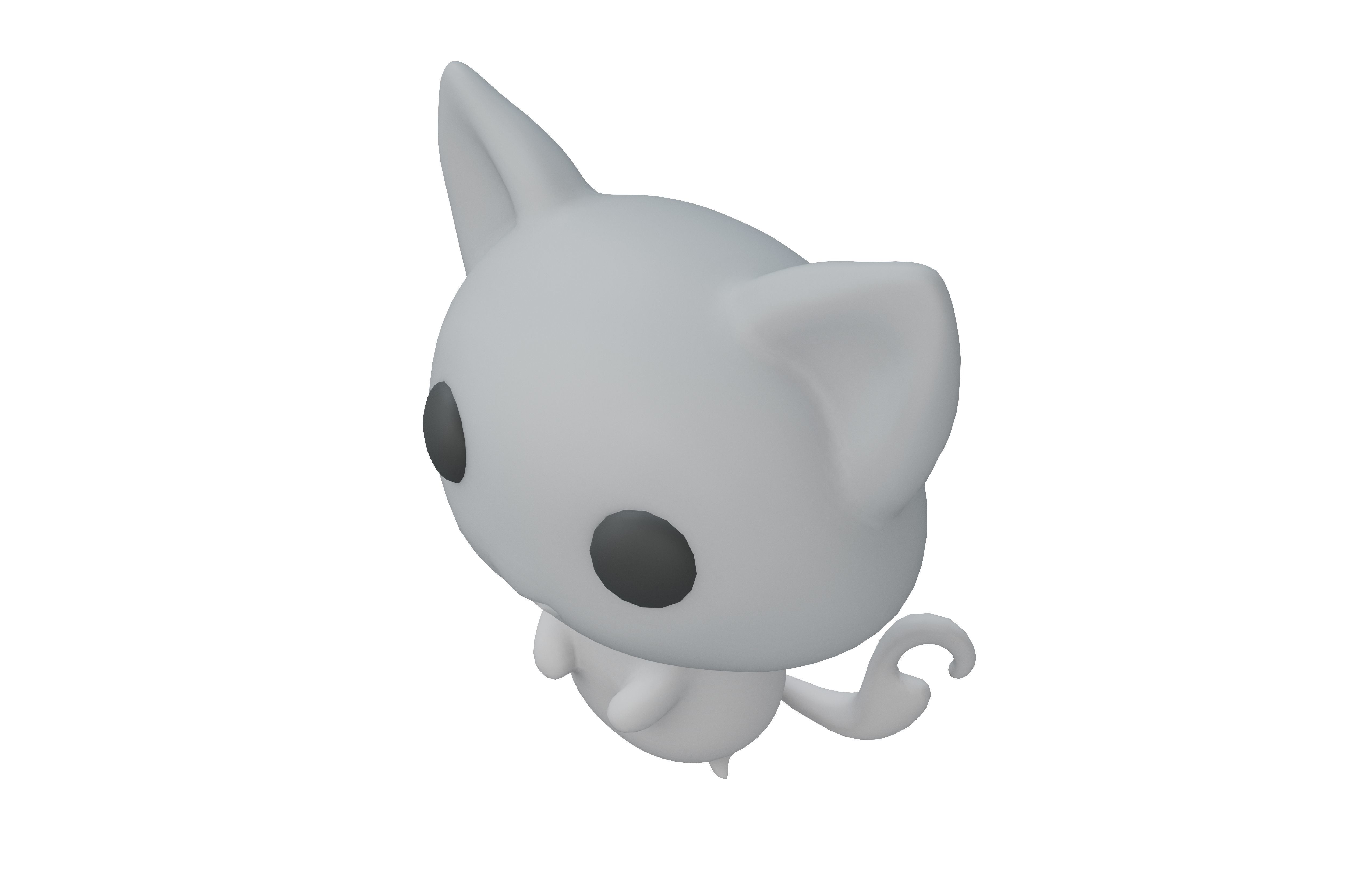 Double Tail Cat Ghost Character v1 005 Low-poly 3D model_1